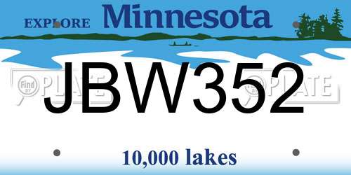 JBW352 Minnesota License Plate
