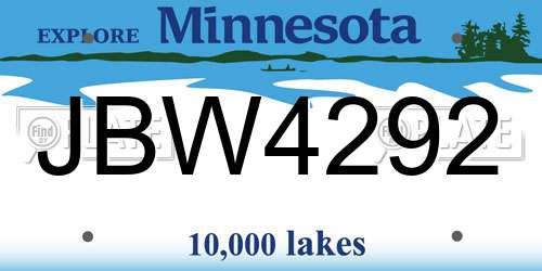 JBW4292 Minnesota License Plate