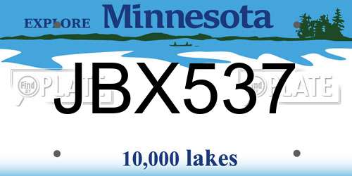 JBX537 Minnesota License Plate