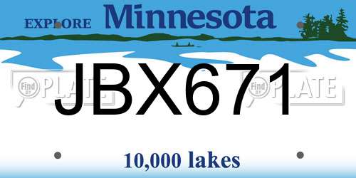 JBX671 Minnesota License Plate