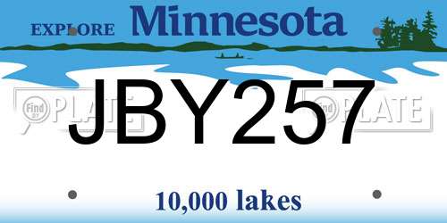 JBY257 Minnesota License Plate