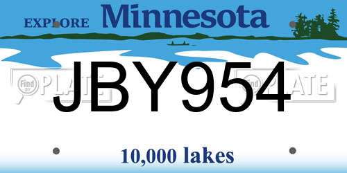 JBY954 Minnesota License Plate