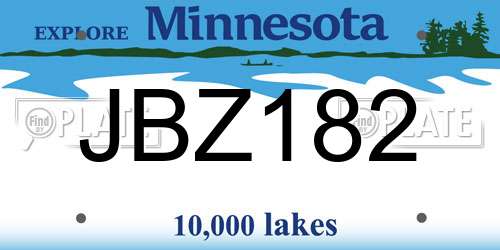 JBZ182 Minnesota License Plate