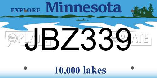 JBZ339 Minnesota License Plate