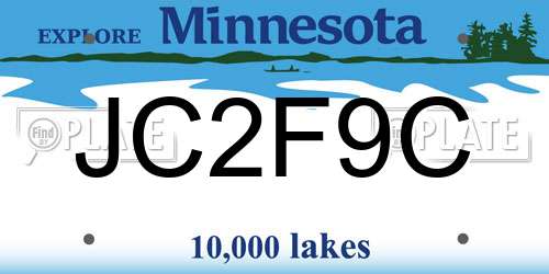 JC2F9C Minnesota License Plate