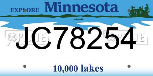 JC78254 Minnesota License Plate