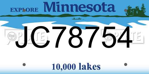 JC78754 Minnesota License Plate