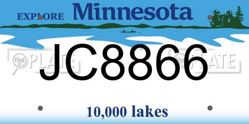 JC8866 Minnesota License Plate
