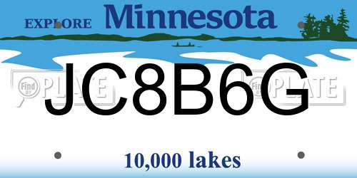 JC8B6G Minnesota License Plate