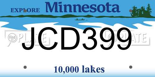 JCD399 Minnesota License Plate