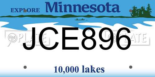 JCE896 Minnesota License Plate