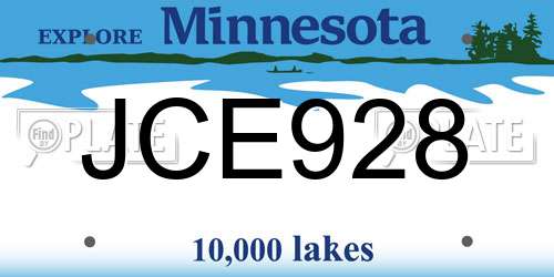JCE928 Minnesota License Plate