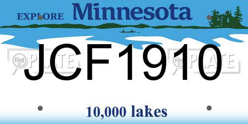 JCF1910 Minnesota License Plate