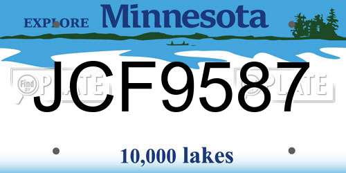 JCF9587 Minnesota License Plate