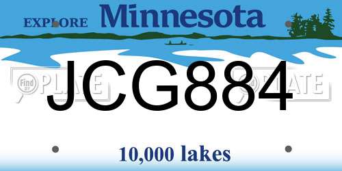 JCG884 Minnesota License Plate