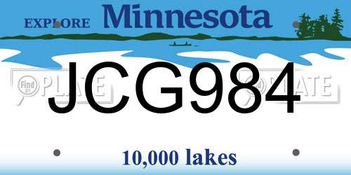 JCG984 Minnesota License Plate