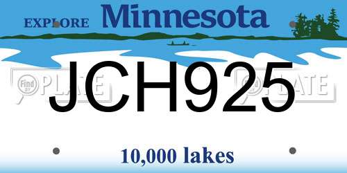 JCH925 Minnesota License Plate