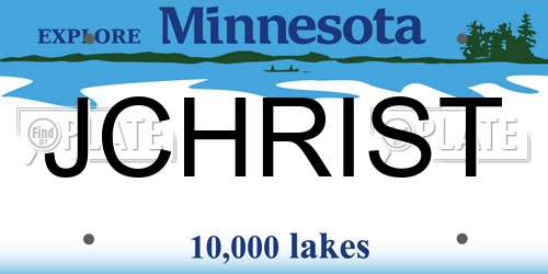JCHRIST Minnesota License Plate