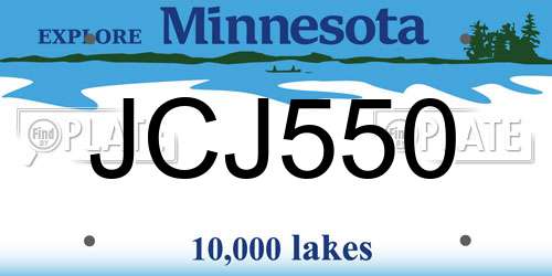 JCJ550 Minnesota License Plate