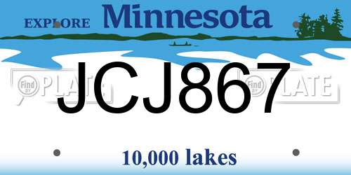 JCJ867 Minnesota License Plate