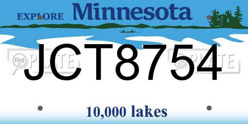 JCT8754 Minnesota License Plate