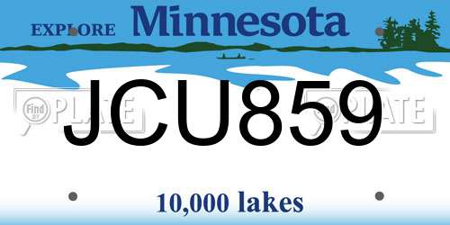 JCU859 Minnesota License Plate