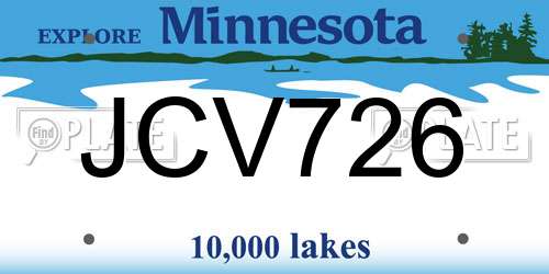 JCV726 Minnesota License Plate