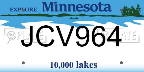 JCV964 Minnesota License Plate