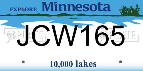 JCW165 Minnesota License Plate