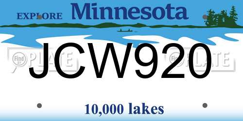 JCW920 Minnesota License Plate