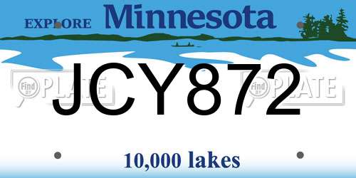 JCY872 Minnesota License Plate