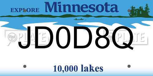 JD0D8Q Minnesota License Plate