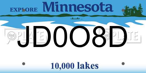 JD0O8D Minnesota License Plate