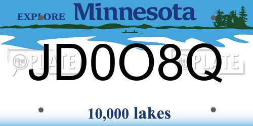 JD0O8Q Minnesota License Plate