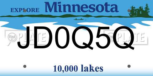 JD0Q5Q Minnesota License Plate