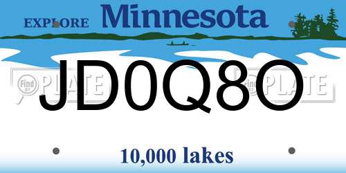 JD0Q8O Minnesota License Plate