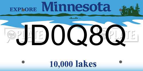 JD0Q8Q Minnesota License Plate