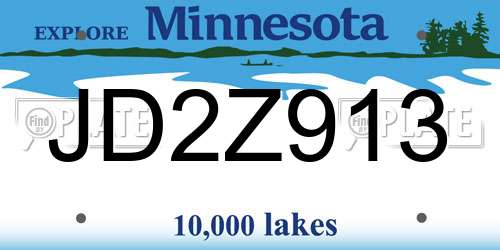 JD2Z913 Minnesota License Plate