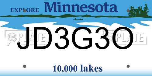 JD3G3O Minnesota License Plate