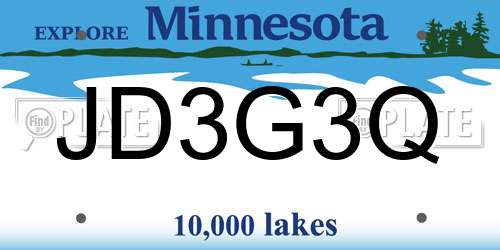 JD3G3Q Minnesota License Plate