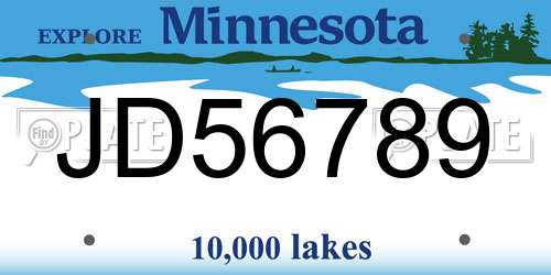JD56789 Minnesota License Plate