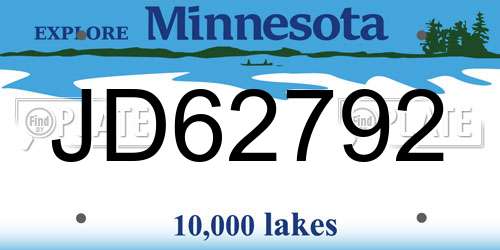 JD62792 Minnesota License Plate
