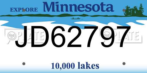 JD62797 Minnesota License Plate