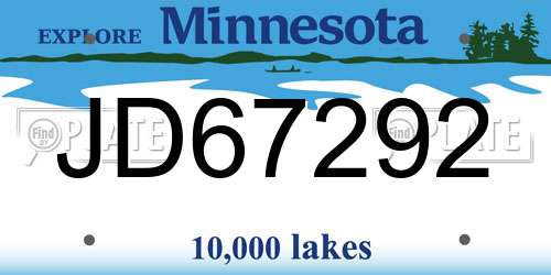 JD67292 Minnesota License Plate