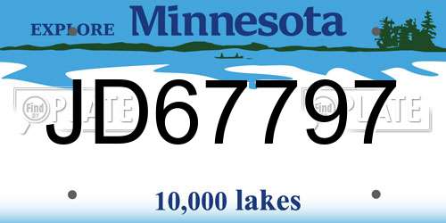 JD67797 Minnesota License Plate