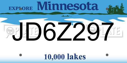 JD6Z297 Minnesota License Plate