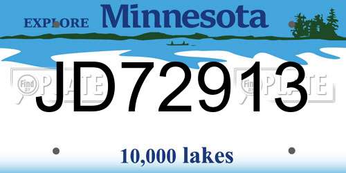 JD72913 Minnesota License Plate