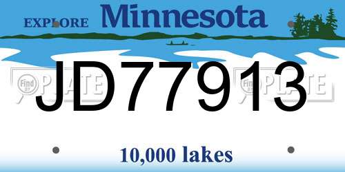 JD77913 Minnesota License Plate