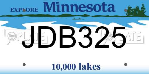 JDB325 Minnesota License Plate