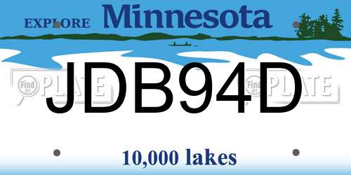 JDB94D Minnesota License Plate